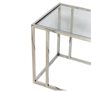 Stainless Steel Sofa Table Toughened Glass Top