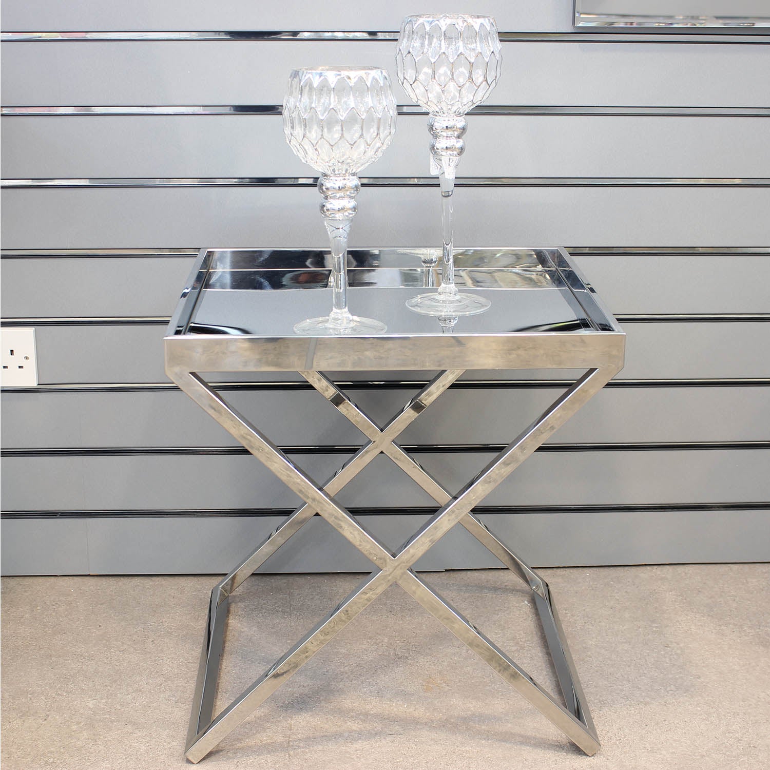Stainless Steel Finish Table Sofa Tray