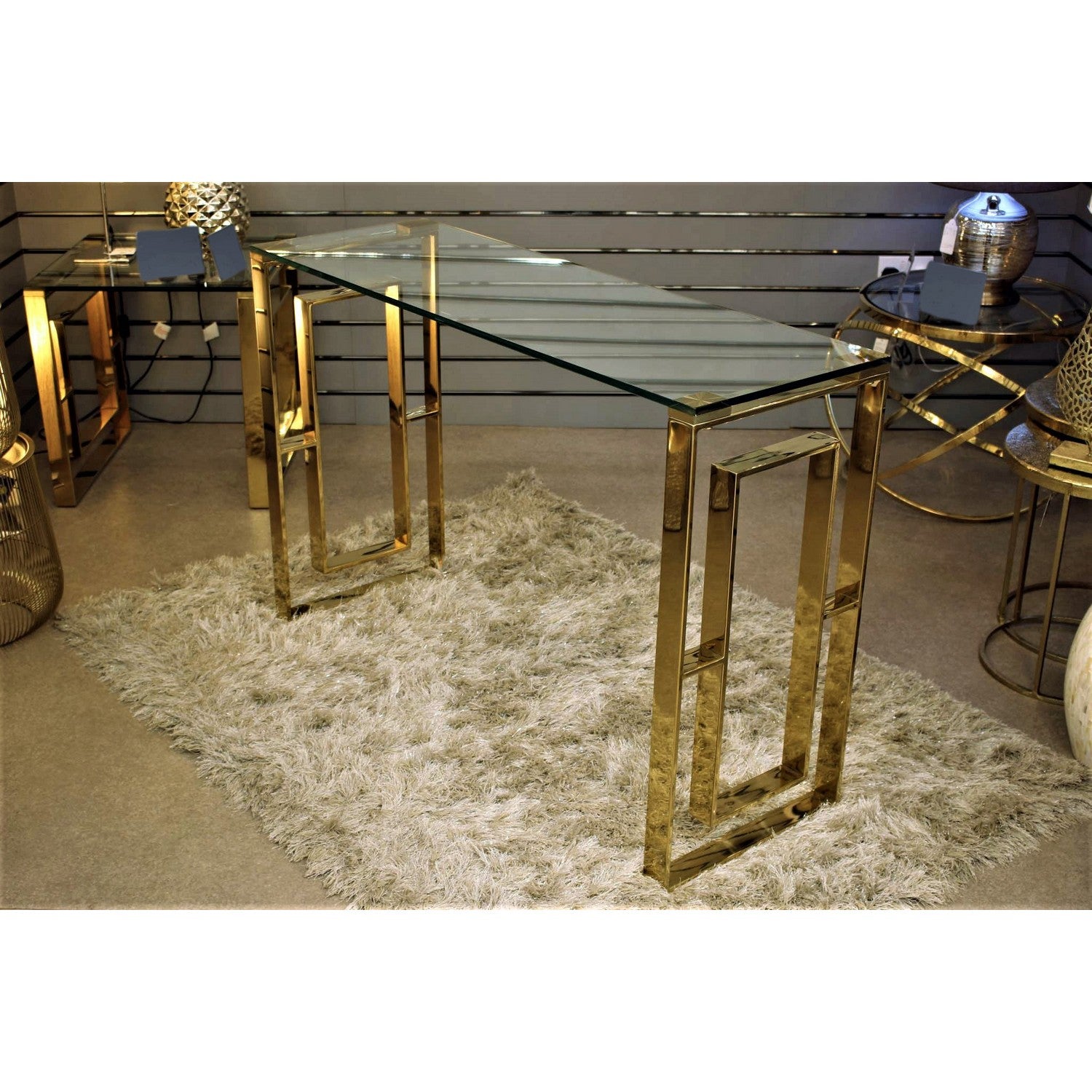 Geo Gold Metal Console Table