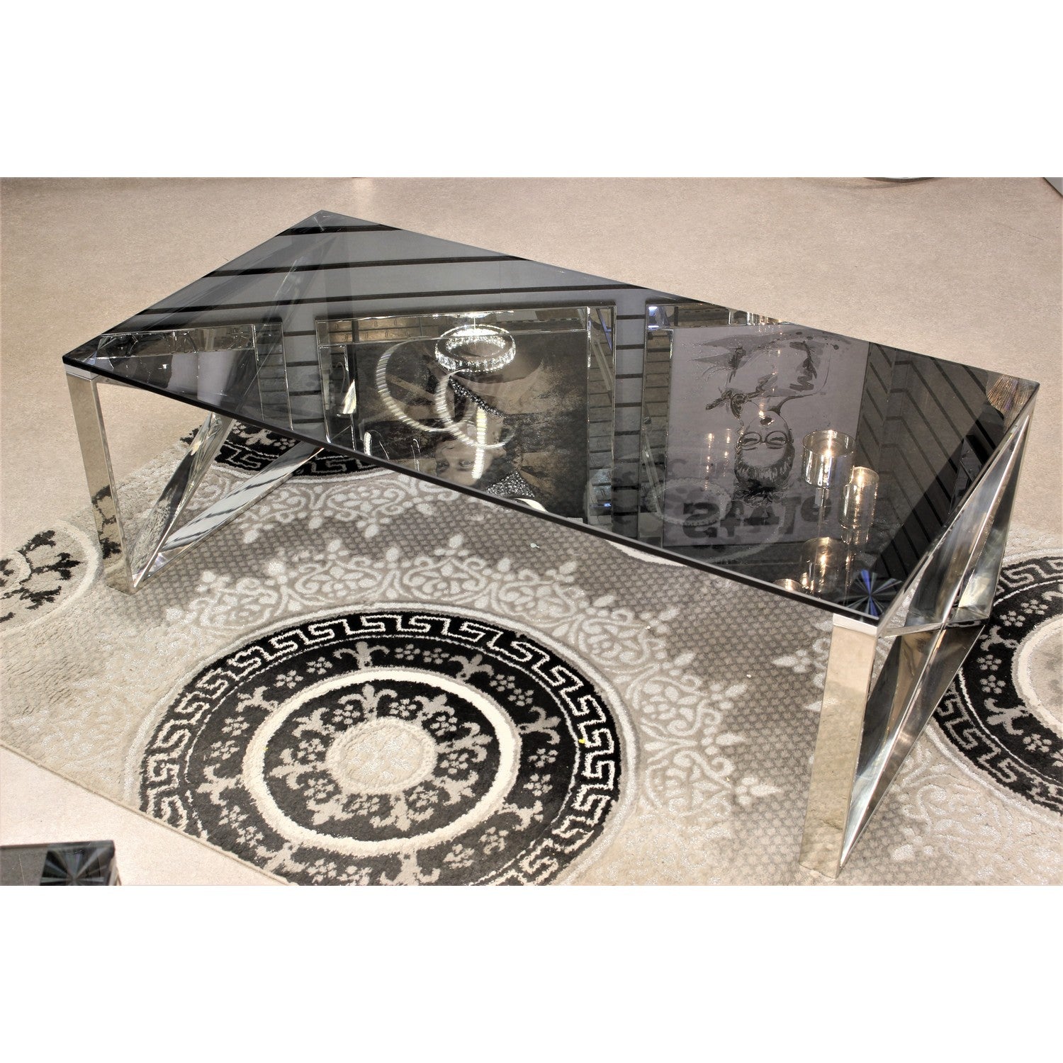 Apex Stainless Steel Coffee Table With Smoked Glass Top