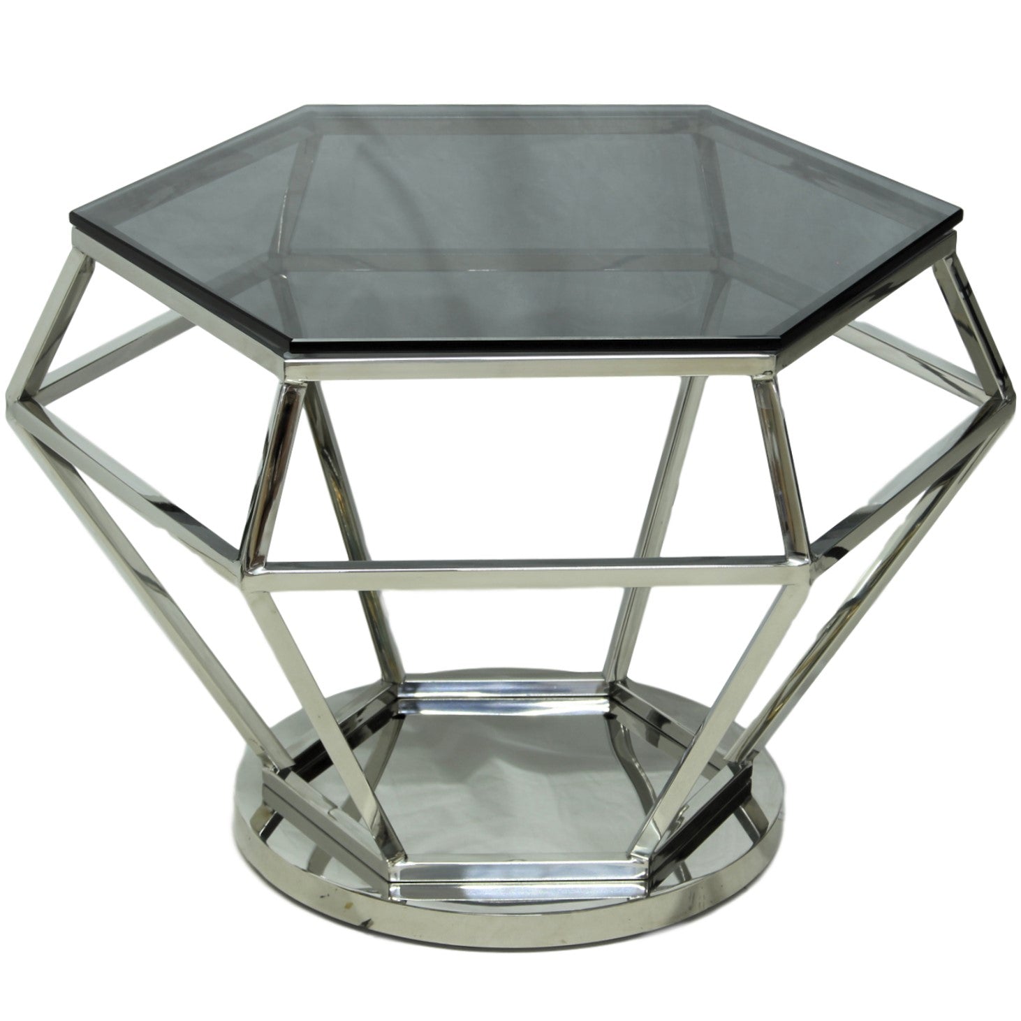 Hexagon Polished Metal Coffee Table