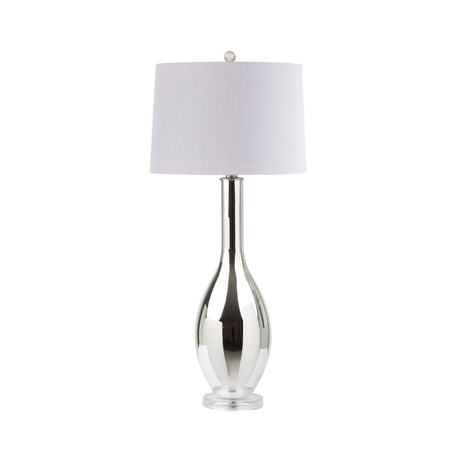 86cm Chrome Base Table Lamp With Grey Faux Shade