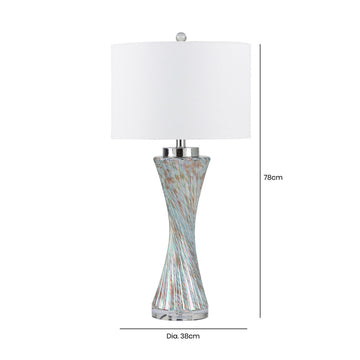 78cm Blue & Gold Base Table Lamp with White Fabric Shade