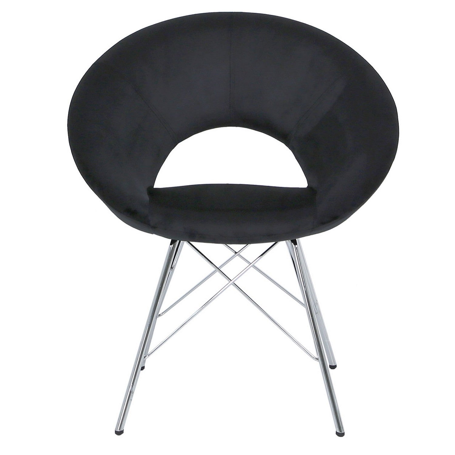 Orb Chrome Legs and Black Finish Velvet Padded Chair