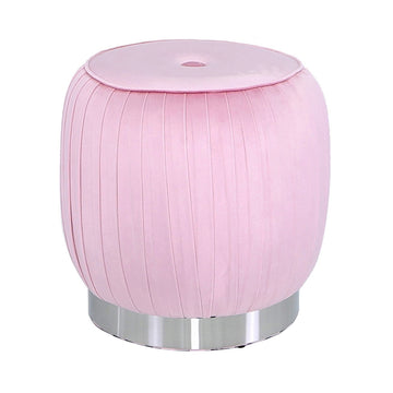 Blush Pink & Silver Round Storage Stool