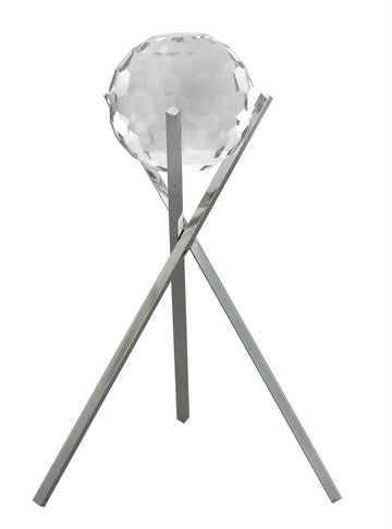 Small Statement Cut Glass Sphere On Stand Decoration