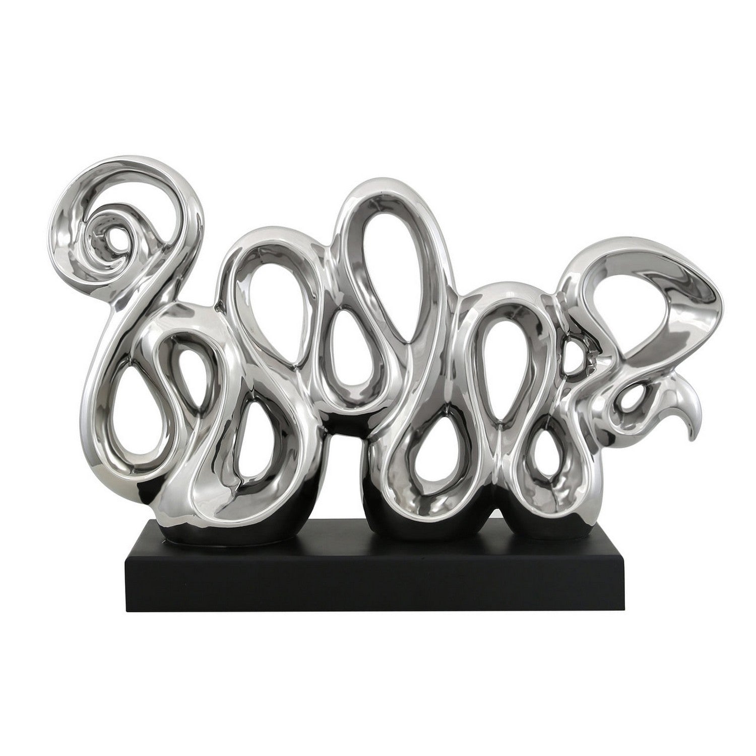 Silver Abstract Decor On Black Stand