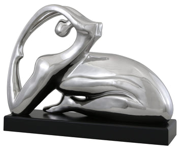 Silver Abstract Figures On Black Stand