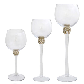 Set Of 3 Milano Gold Candle Holders