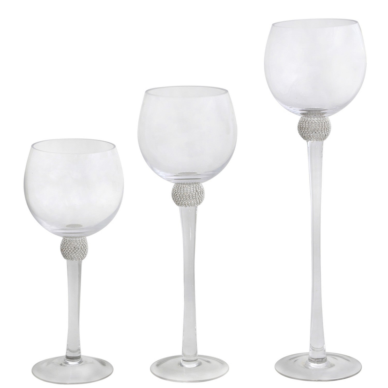 Set Of 3 Milano Silver Candle Holders