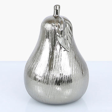 Large Silver Textured Pear Ornament