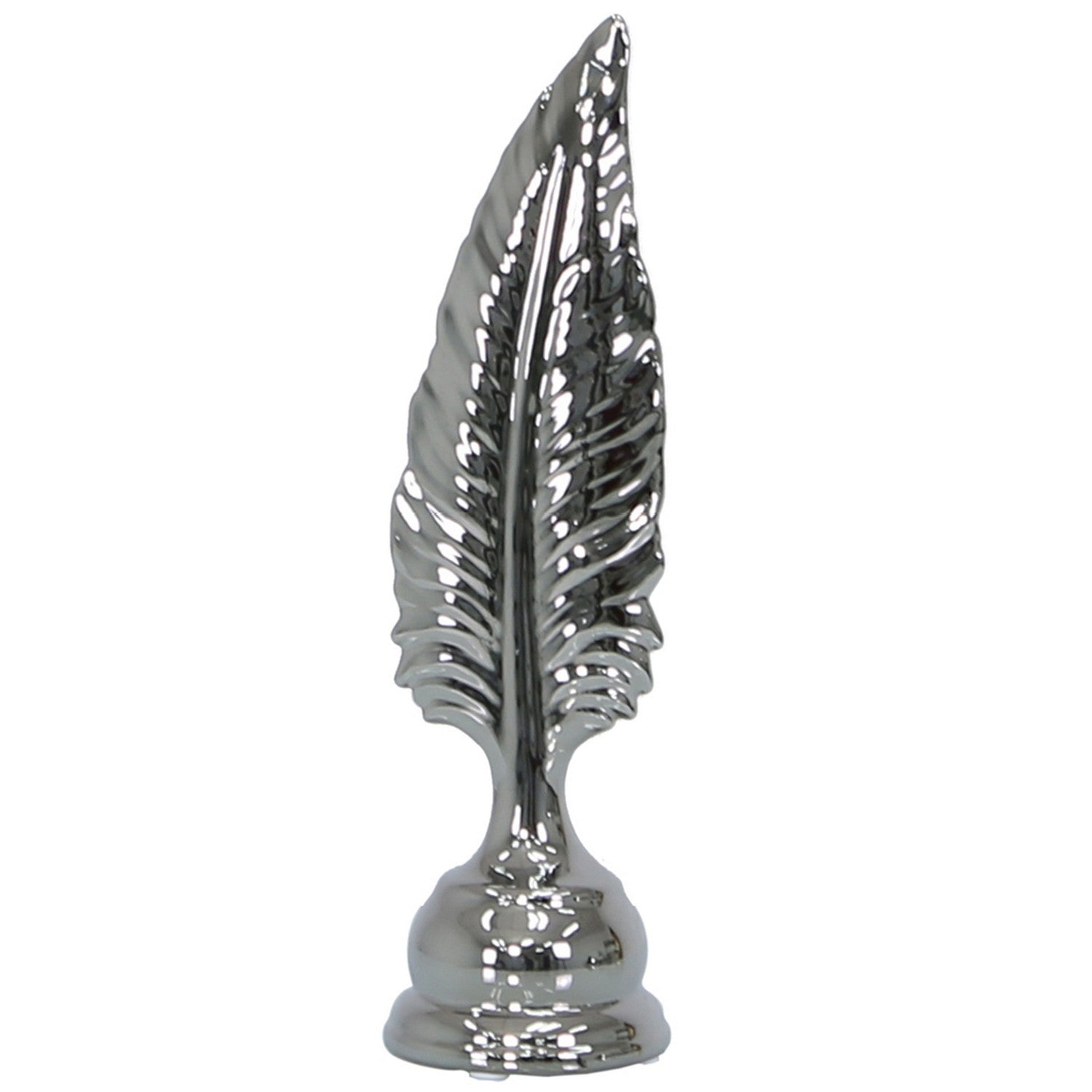 34cm Silver Finish Leaf Sculpture