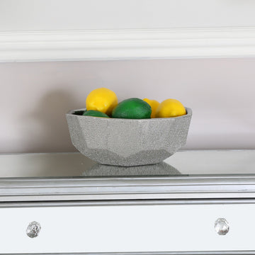 28cm Silver Ceramic Hexagon Bowl