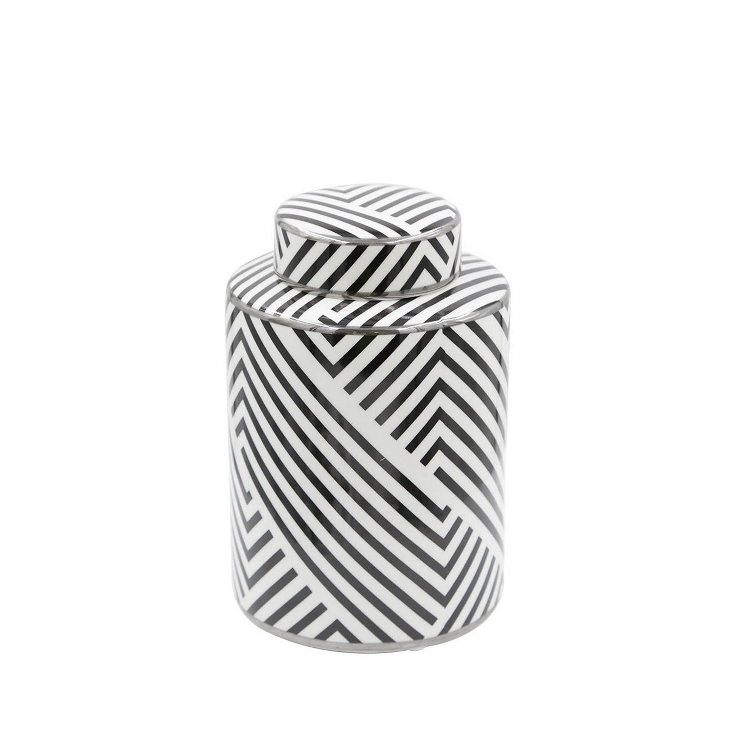 20.6cm Ginger Jar Black White Chrome