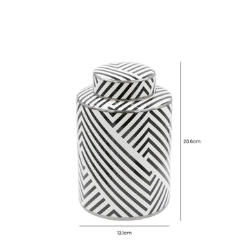 20.6cm Ginger Jar Black White Chrome