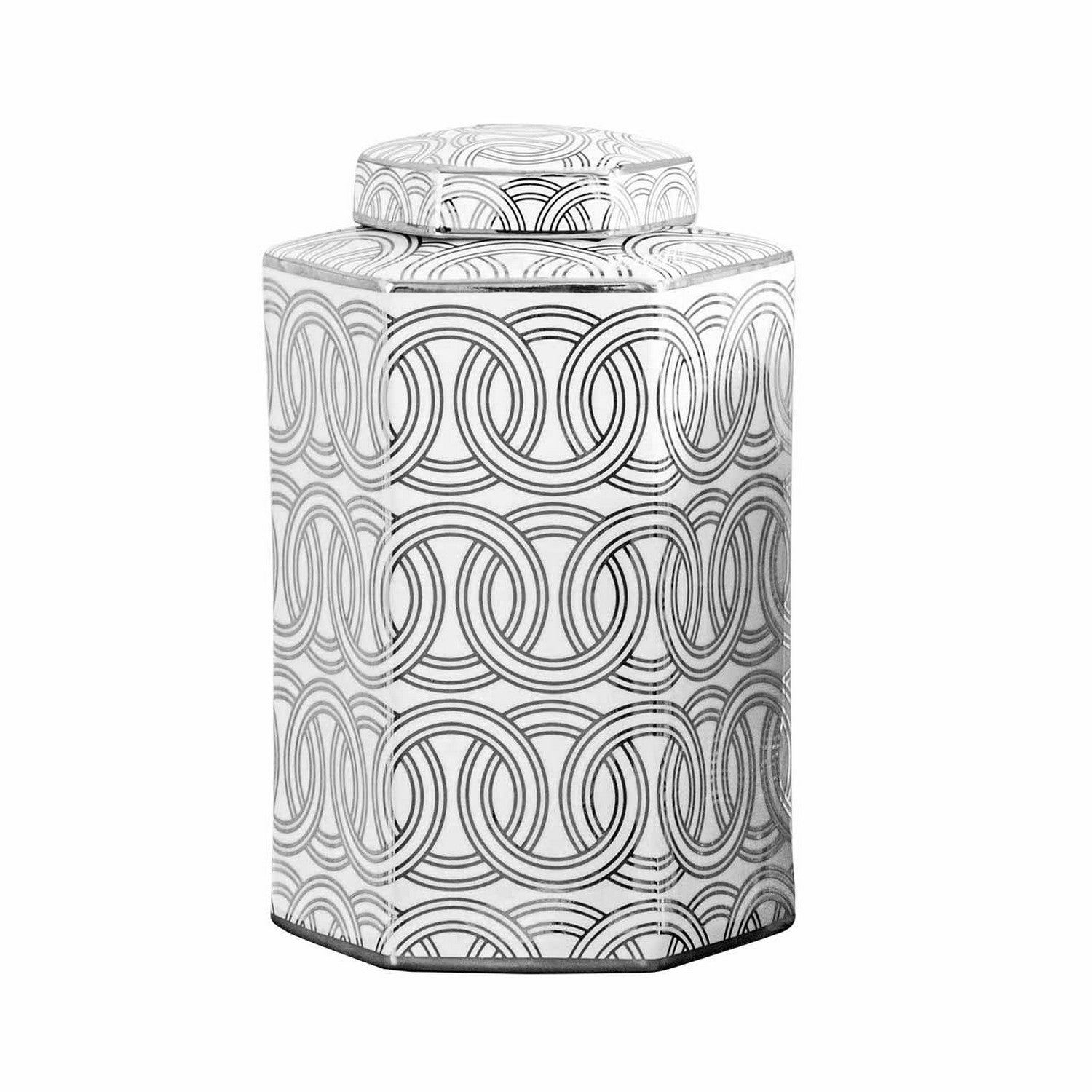 30cm Black & White Circles Ginger Jar