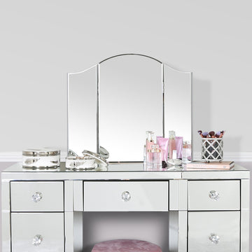 Silver Curved Bedroom Vanity Mirror