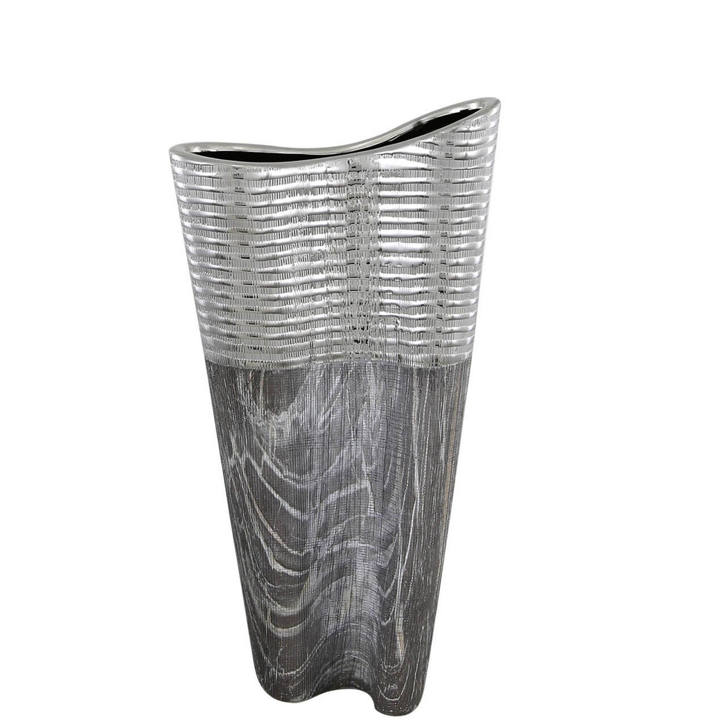 Silver and Grey Slim Wave Flower Vase