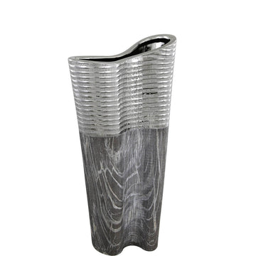 Silver and Grey Slim Wave Flower Vase