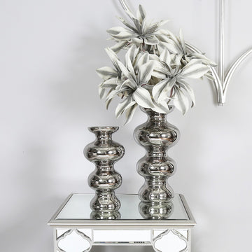 Small Silver Finish Ceramic Flower Vase