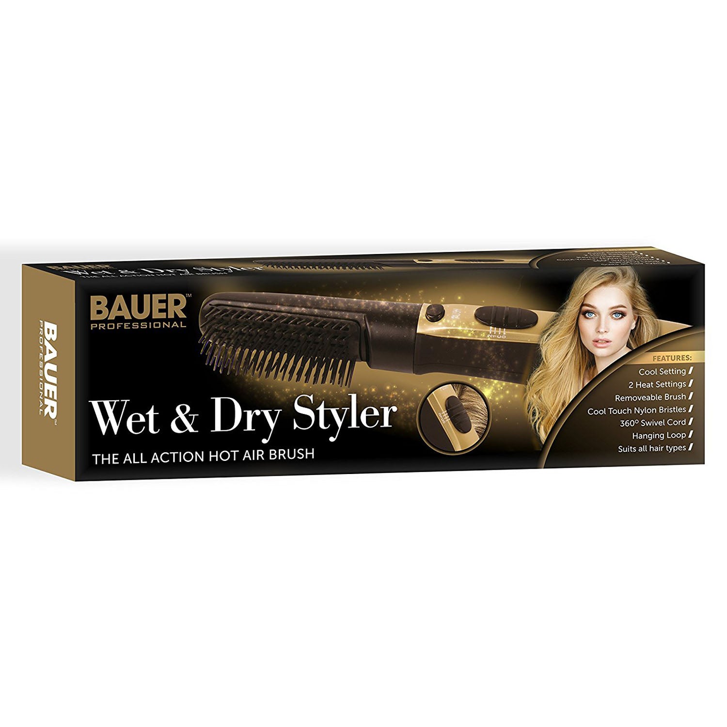 Womens Wet And Dry Styler Salon Pro Hair Dryer Hot Air Brush - Bonnypack