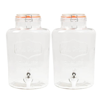 Set Of 2 The Vintage Company 7.6L Airtight Glass Drinks Dispensers With Tap