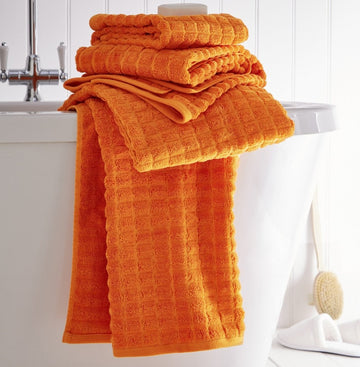 Bright Geo 100% Cotton Bath Towel - Orange