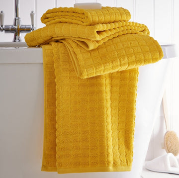 Bright Geo 100% Cotton Hand Towel - Yellow Ochre