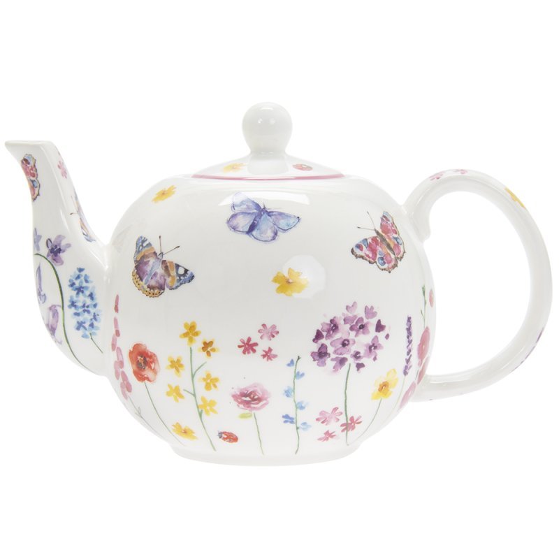 Butterfly Garden Ceramic Floral Ladies 1 Litre Teapot - Bonnypack