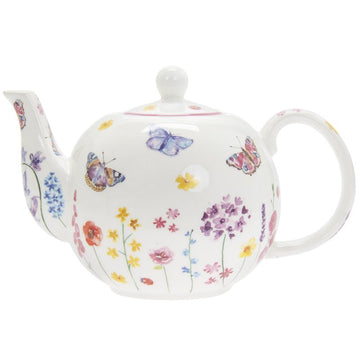 Butterfly Garden Ceramic Floral Ladies 1 Litre Teapot