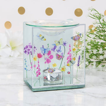 Butterfly Garden Floral Glass Oil Warmer Wax Melt