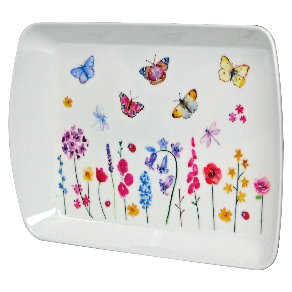 Butterfly Garden Pink Floral Small 24x16 cm Serving Tray - Bonnypack