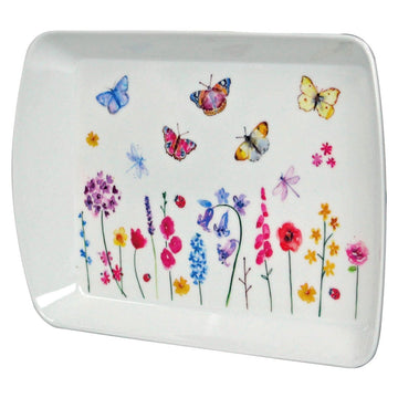 Butterfly Garden Pink Floral Small 24x16 cm Serving Tray