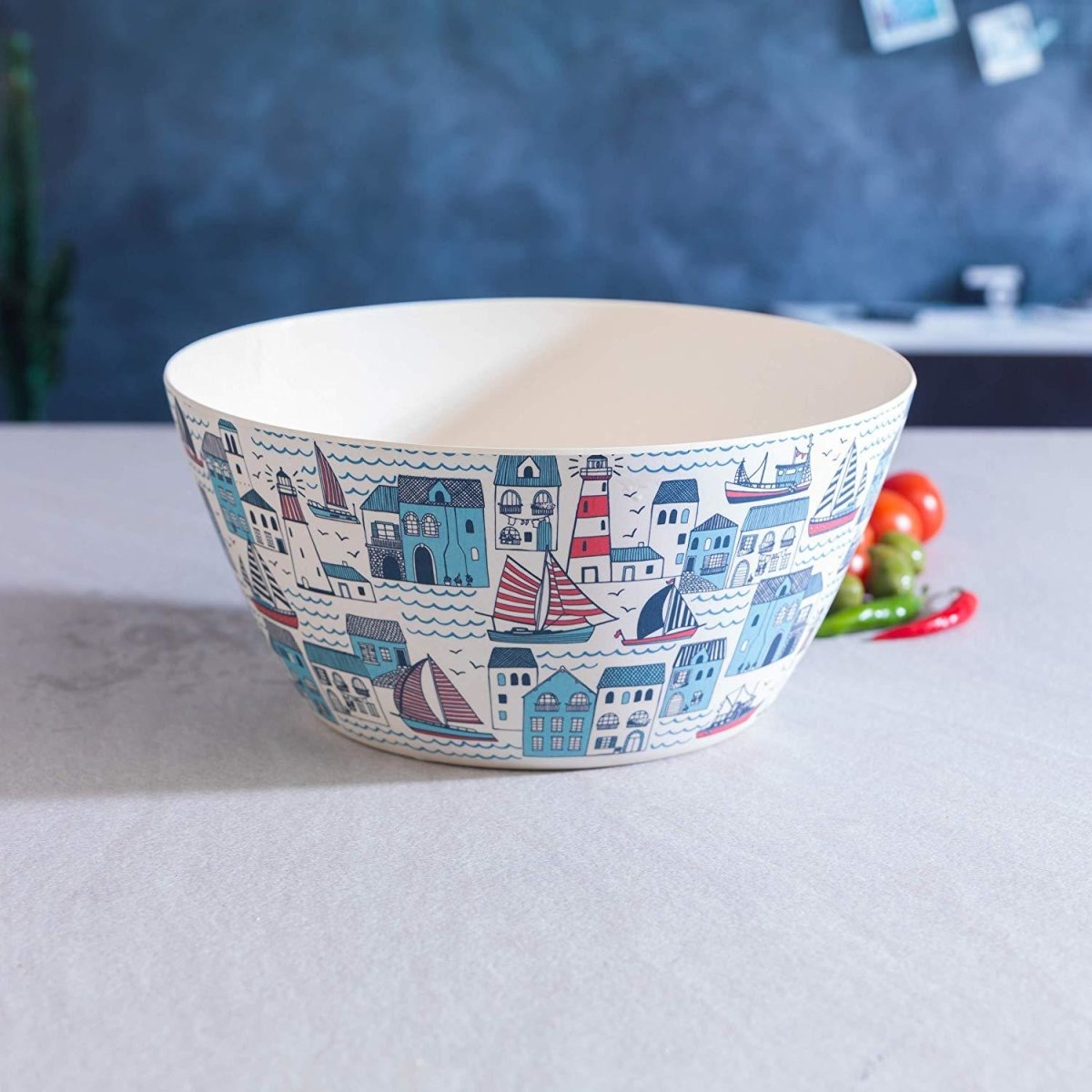 Cambridge Bamboo Large Serving Bowl Plymouth Print - Bonnypack