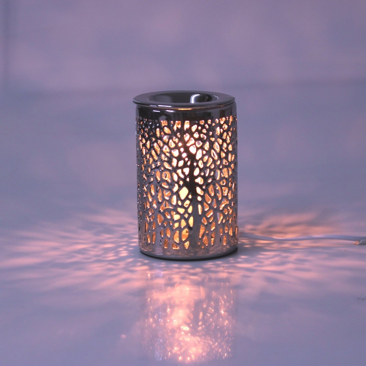 Ceramic Electric Aroma Silver Lamp Tree Design Wax Burner - Bonnypack