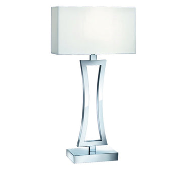 Chrome Curved Rectangular Desk Table Lamp w. White Shade Office Light - Bonnypack