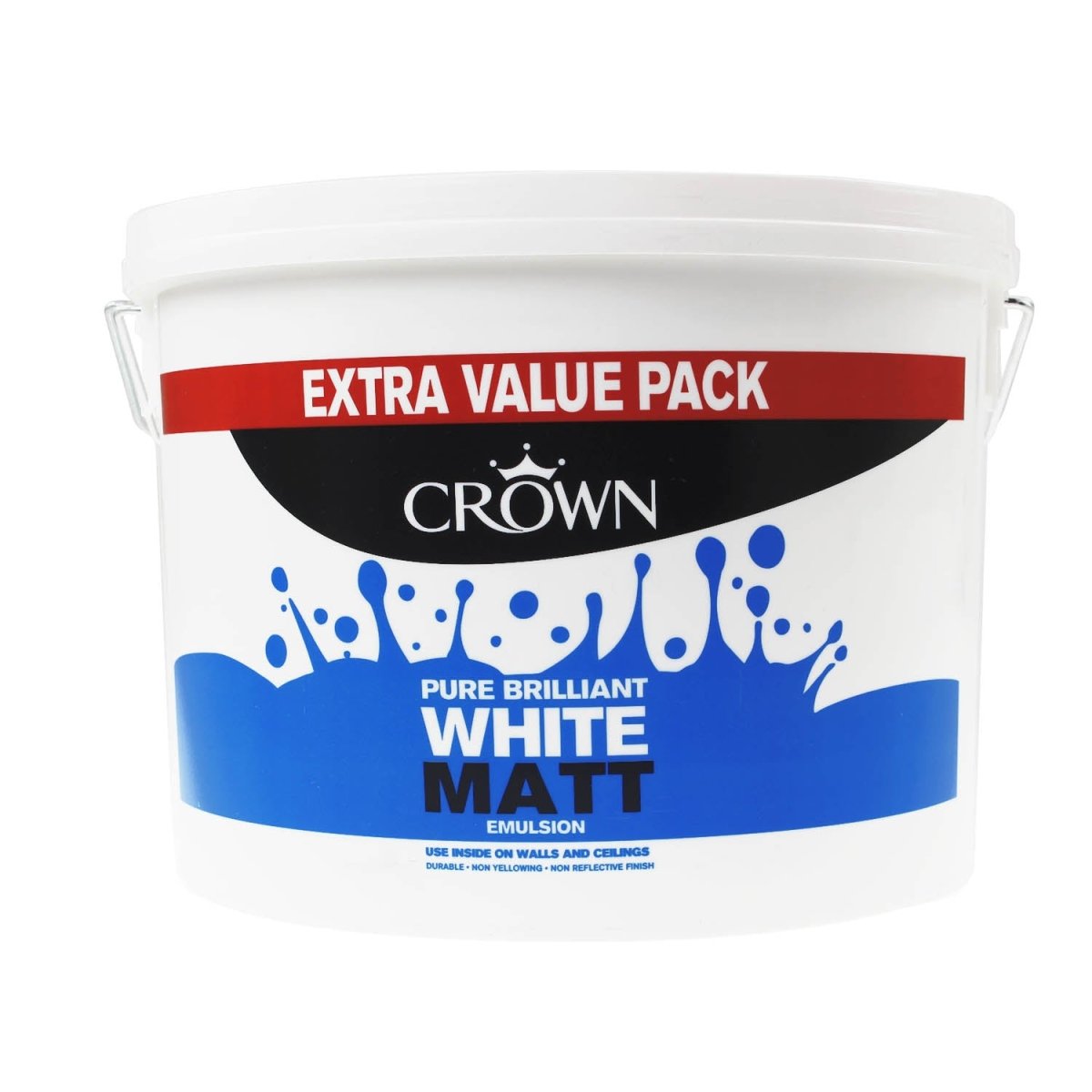 Crown Matt Emulsion Paint - 7.5L Pure Brilliant White - Bonnypack