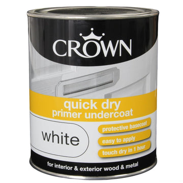 Crown Quick Dry Undercoat Metal & Wood Paint - 0.75L White