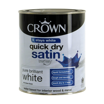 Crown Quick Dry Wood Paint - 0.75L Pure Brilliant White