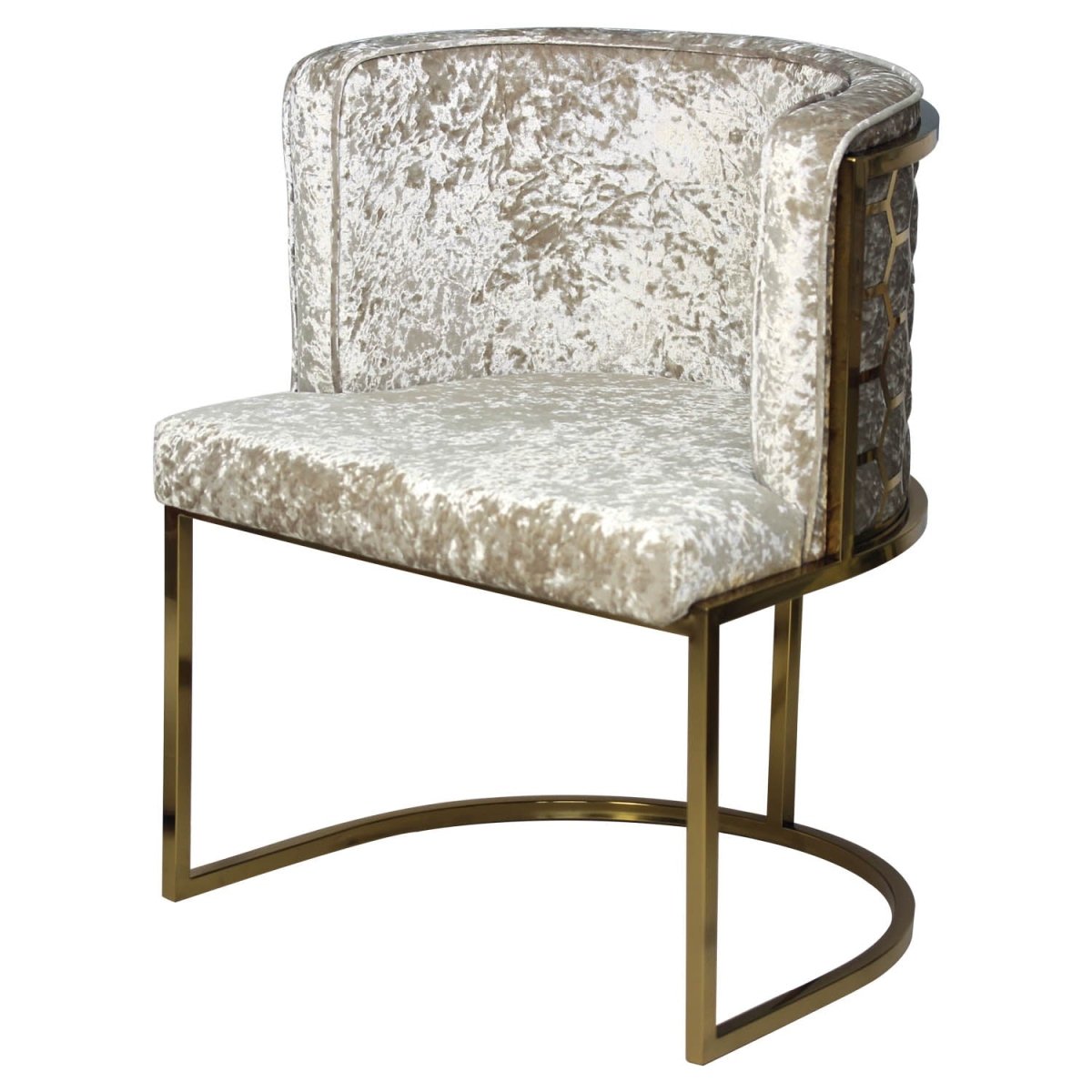 Crushed Velvet Oyster Cream Dining Sofa Chair - Bonnypack