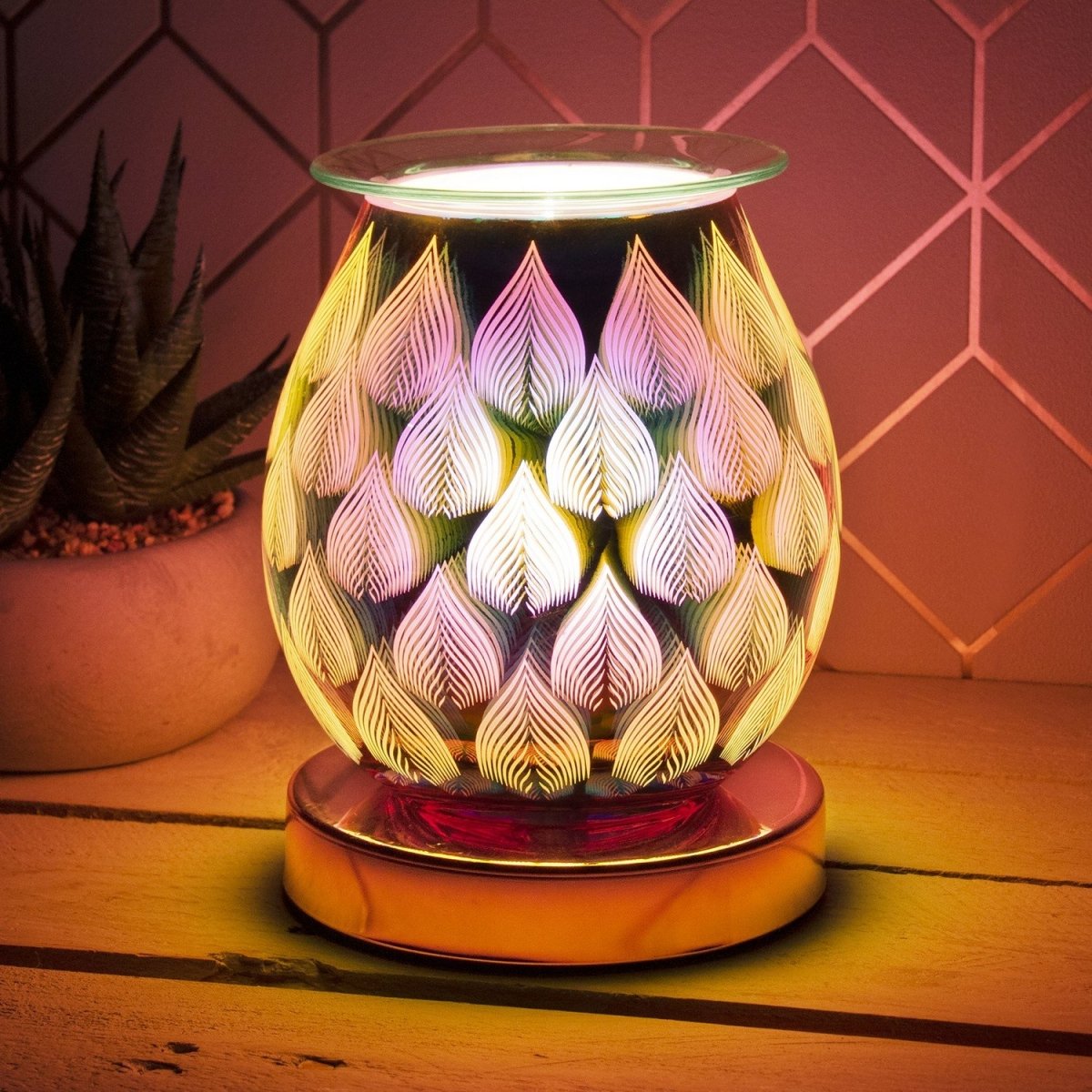 Desire Aroma 3D Flames Rose Wax Melt Burner Oval Touch Lamp - Bonnypack