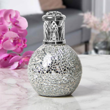 Desire Aroma Silver Mosaic Crackled Glass Fragrance Oil Lamp