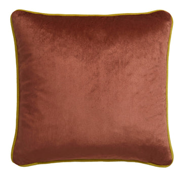Laurence Llewelyn Bowen LLB Damask Velvet Piped Edge Cushion Cover 43x43cm - Terracotta