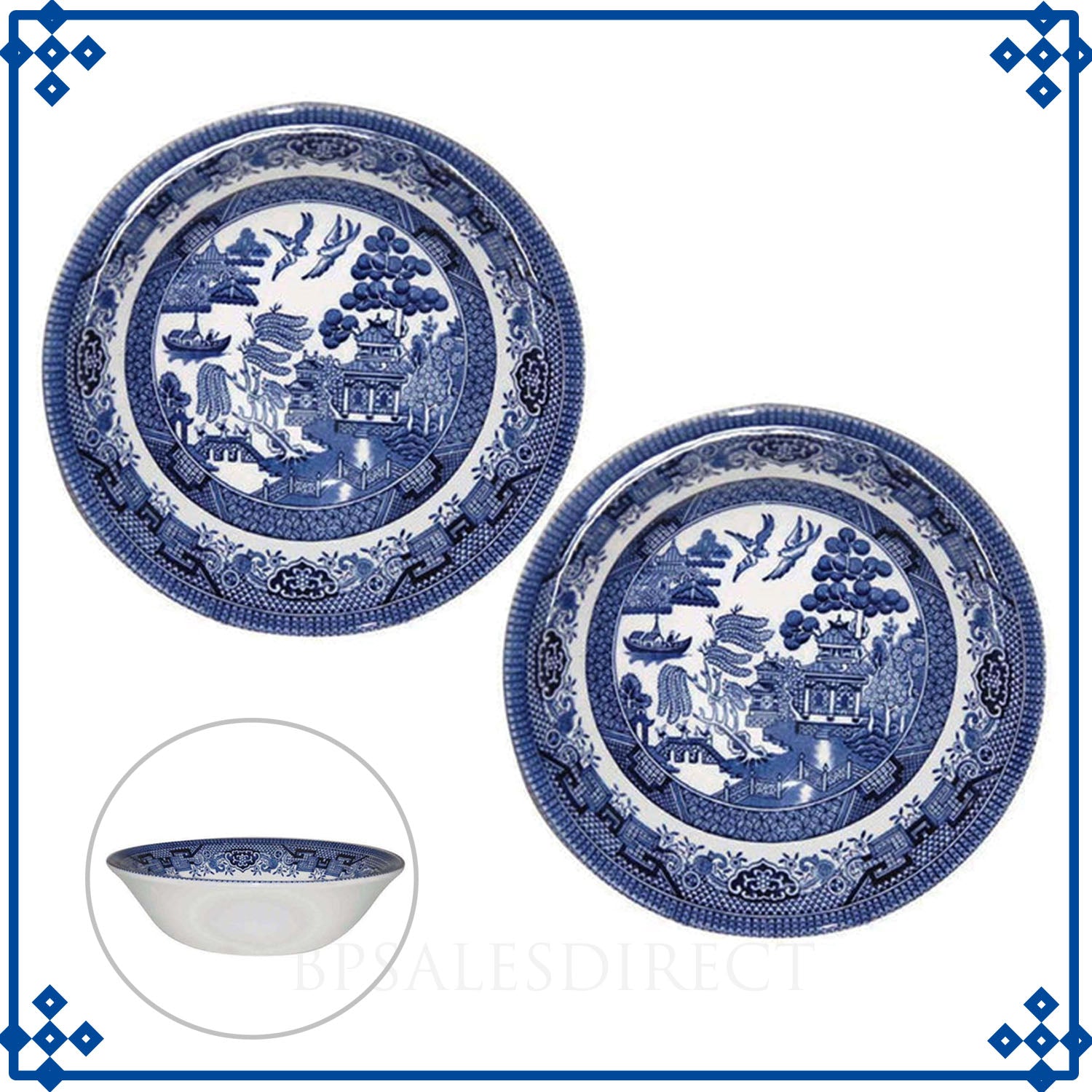 2-Set Ceramic Blue Willow 15.5cm Cereal Bowl