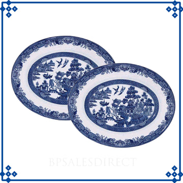 2-Set Ceramic Blue Willow 31 cm Oval Platter