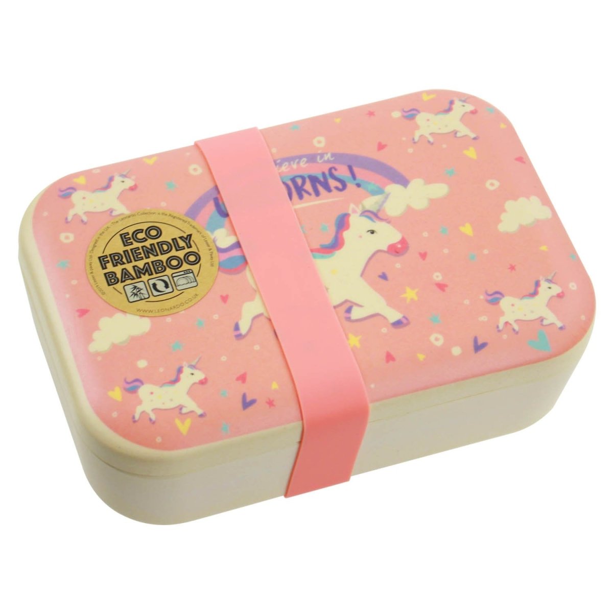 Eco-Friendly Bamboo Unicorns Pink Lunch Bento Box - Bonnypack