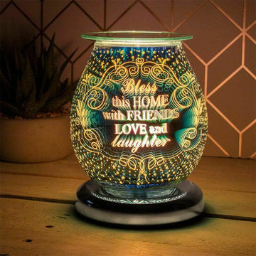 Electric Wax Melt Warmer 3D Text Bless Touch Sensitive Lamp