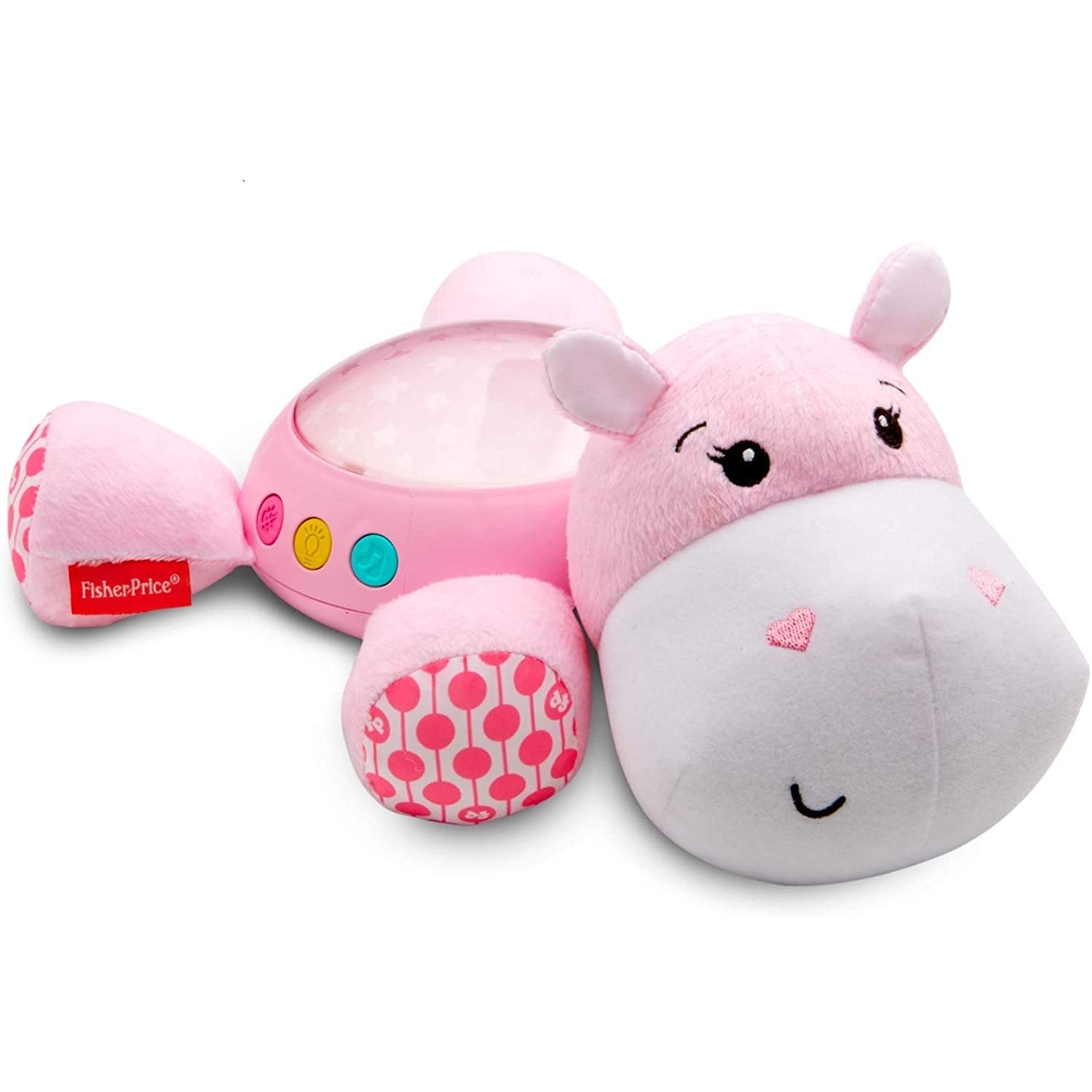 Pink Plush Hippo Projection Starry Night Light Musical Baby Kids Toy