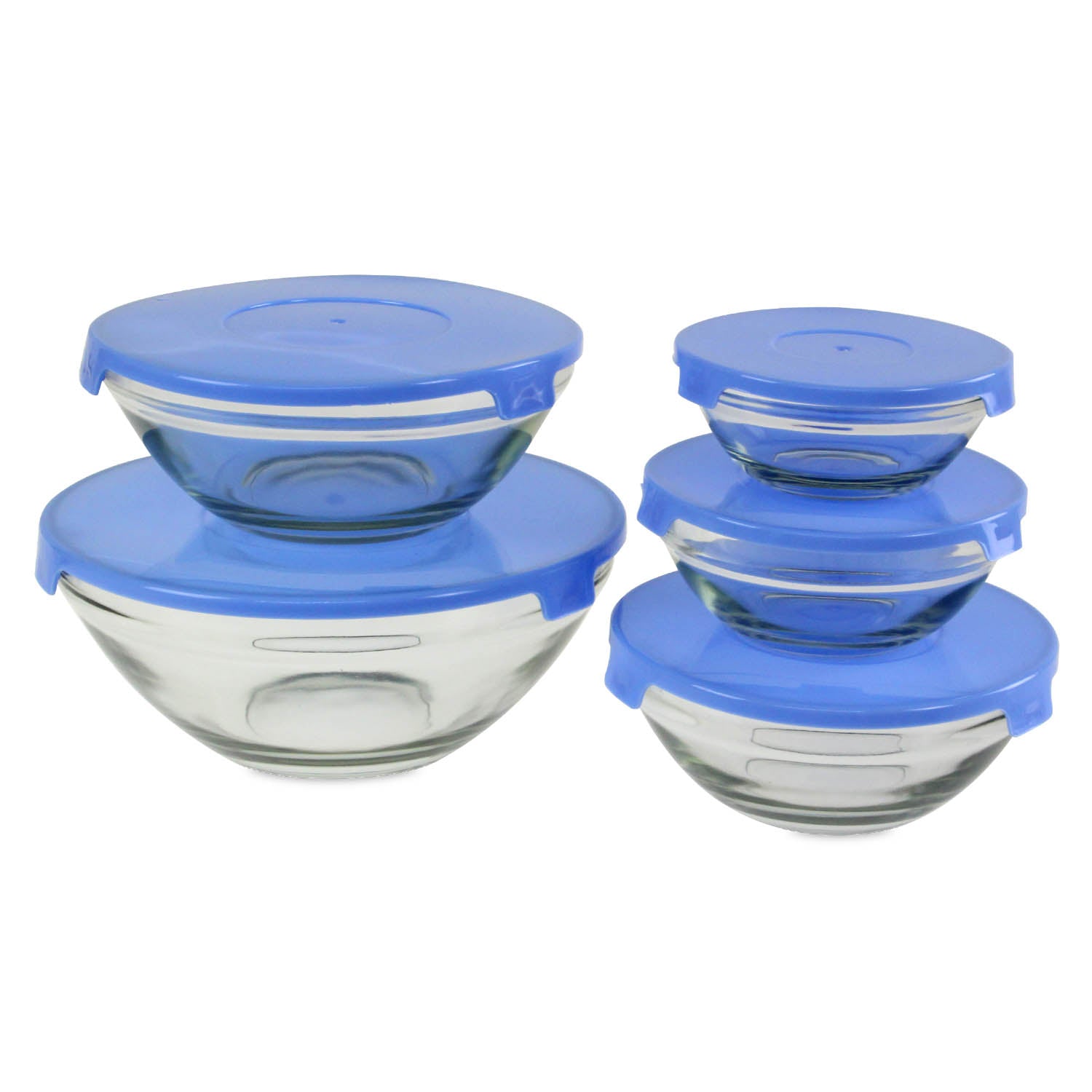 5pcs Storage Bowls with Blue Plastic Lid - Bonnypack