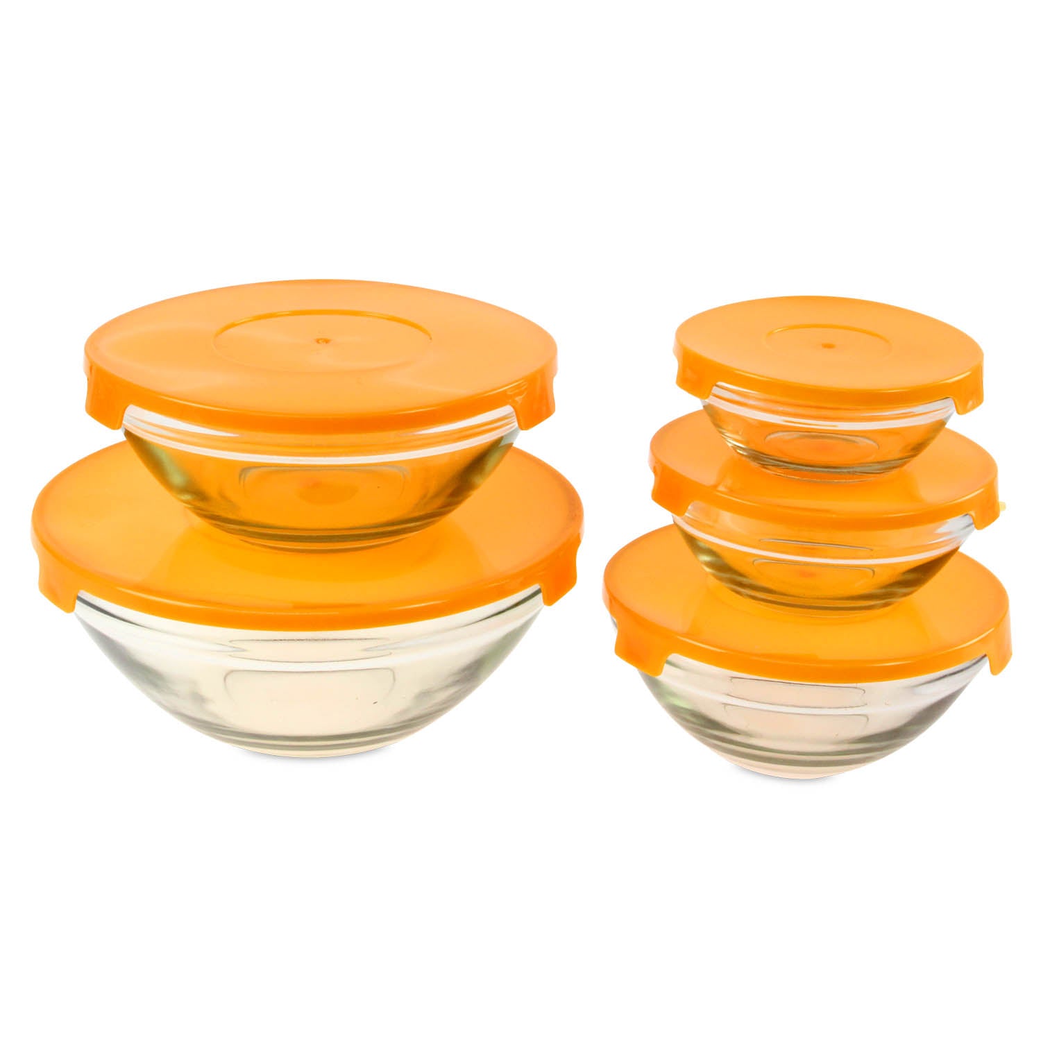 5pcs Storage Bowls with Orange Plastic Lid - Bonnypack